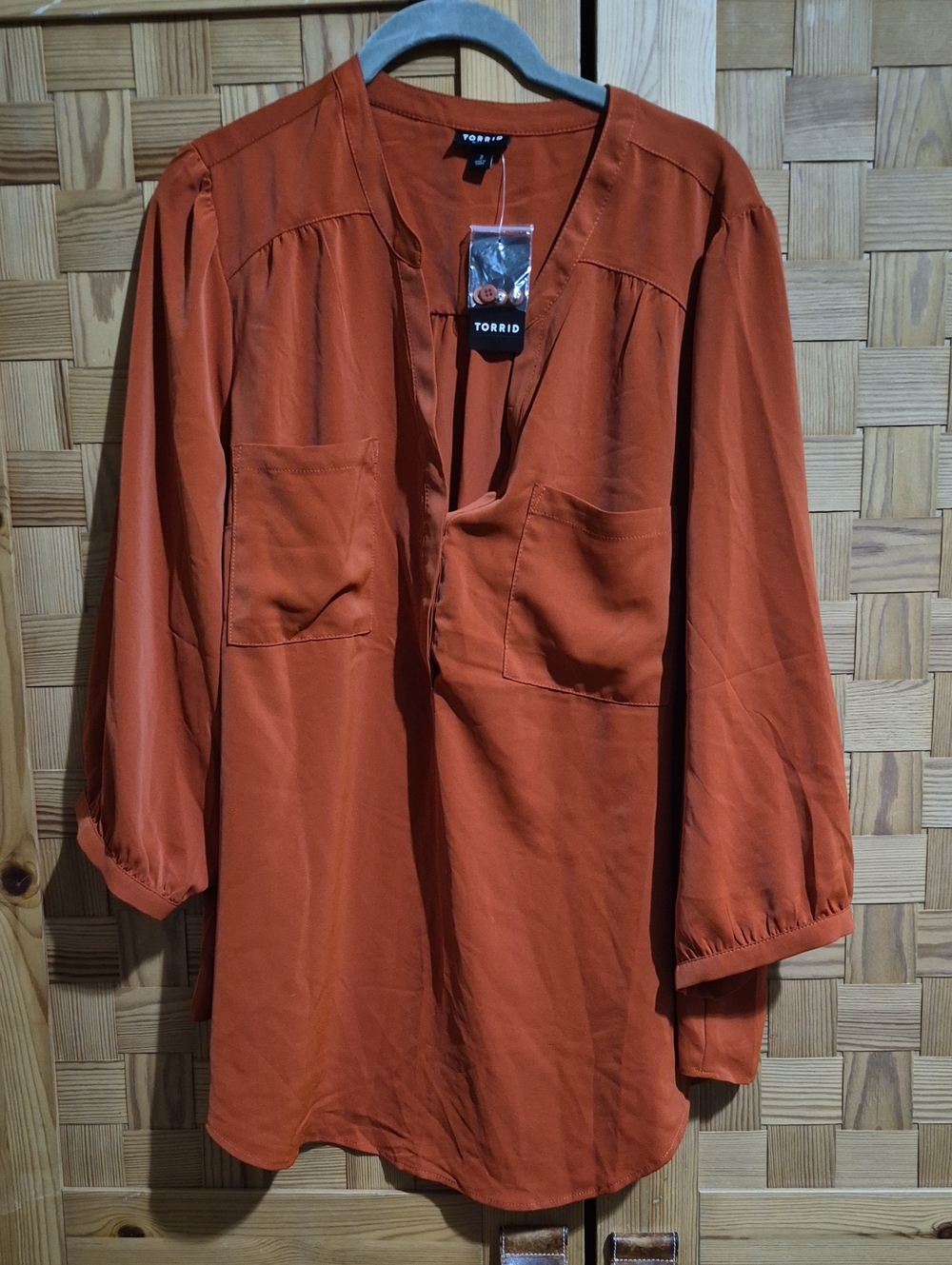 torrid Rust Orange Long-Sleeve V-Neck Tunic Shirt